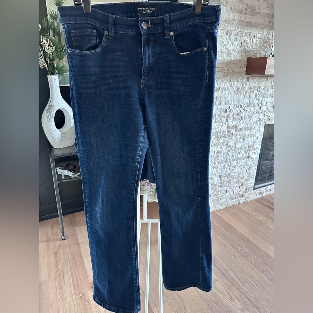 Banana Republic Slim Bootcut Jeans in Dark Blue
